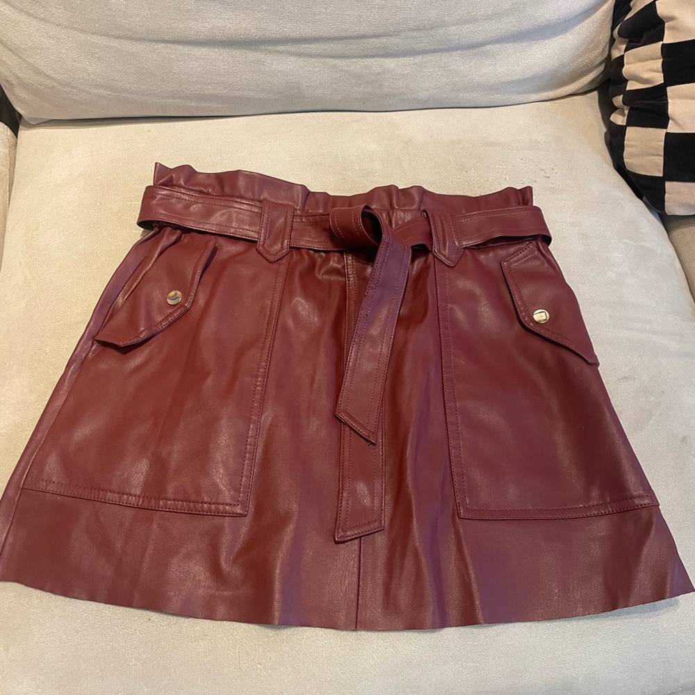 Zara Burgundy Faux-Leather Skirt